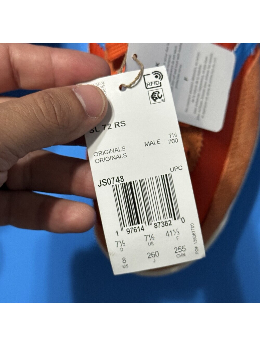 Adidas SL72 RS Collegiate Orange Bright Blue NY Mets/Knicks Shoes JS0748 Men’s 8 - Picture 7 of 7